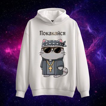 Худі &laquo;Пока(ка)йся&raquo; (біле, XS) hoodie-poop фото